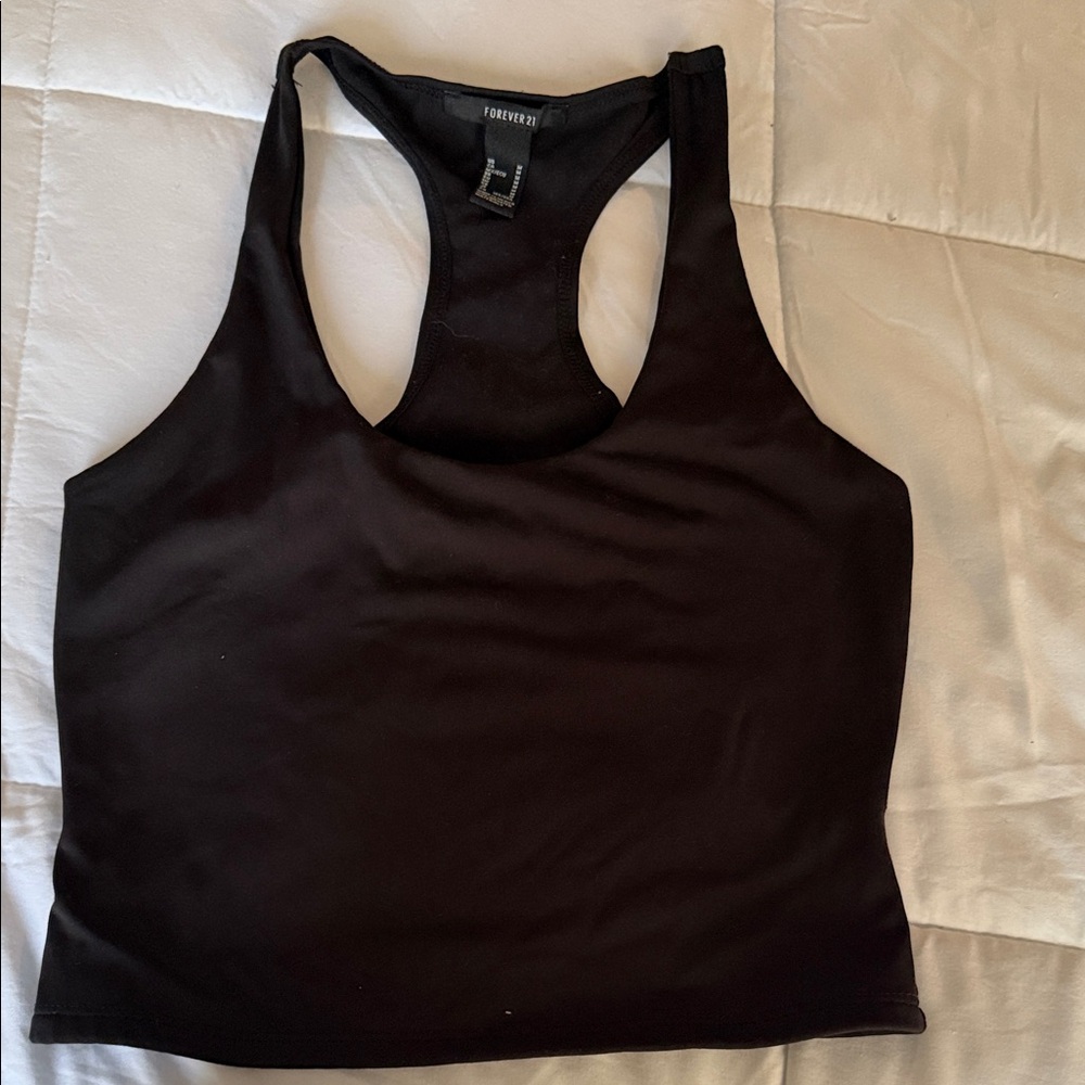 Forever 21 Black Racerback Crop Tank
